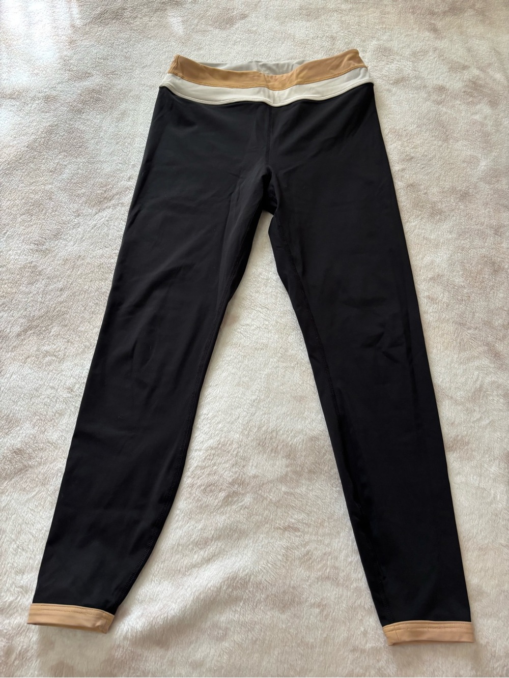 Alala Black Leggings with Tan and Cream Waistband Size S